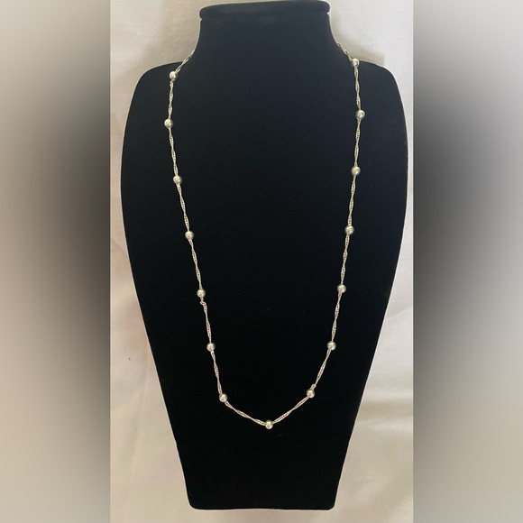 Sterling Silver 925 Italy Ball Bead Chain 22” Necklace - Picture 1 of 7